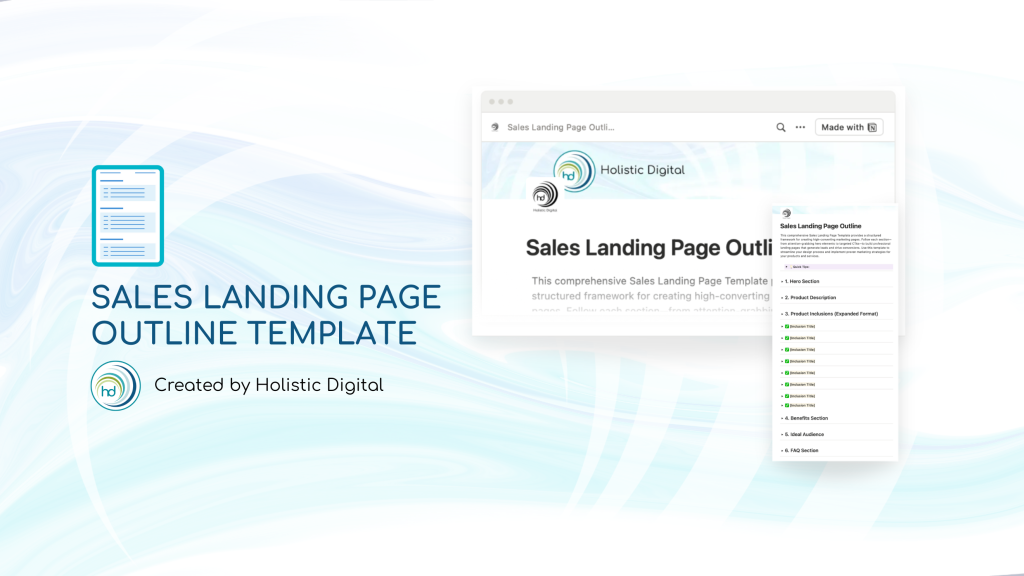 Sales Landing Page Starter: Notion Template 1 Sales Landing Page Starter: Notion Template